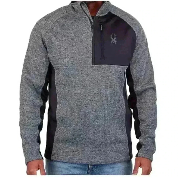 Spyder Men's Raider Black 1/4 Zip Sweater Pullover - Picture 1 of 11
